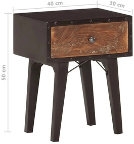 Mesa de cabeceira 40x30x50 cm madeira recuperada maciça