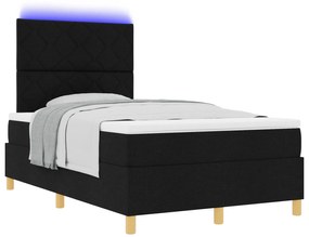 Cama Box Spring com Colchão e LED Preto 120x200 cm Tecido