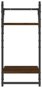 Estante 2 prat. c/ barras 2 pcs 30x25x65 cm carvalho castanho