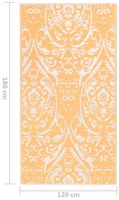 Tapete de exterior 120x180 cm ARAKIL PP laranja e branco