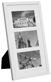 SONGMICS Moldura Tripla para Fotos, Porta-retrato para Três Fotos de 10 x 15 cm (4 x 6 Polegadas), Montagem na Parede ou Exibição de Mesa, MDF, Frente de Vidro, Branco RPF006W01