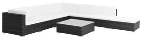 8 pcs conjunto lounge de jardim c/ almofadões vime PE preto