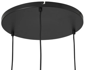 Candeeiro suspenso Japandi preto com abajur de tecido castanho 3-luzes - Bida