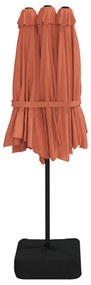 Guarda-sol de jardim c/ cabeça dupla/LED 449x245 cm terracotta