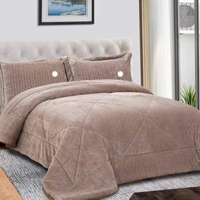 Sherpa Casal Comforter com Almofadas Bege 240X260cm