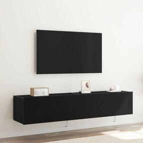 Armários de TV vidaXL com luzes LED 2 pcs Preto Carvalho 80x35x31 cm