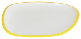 Kave Home - Prato raso Odalin porcelana branco e amarelo
