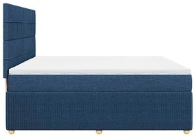 Cama com molas/colchão 200x200 cm tecido azul