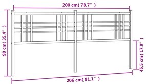 Cabeceira de cama 200 cm metal preto