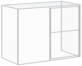 Casota cães c/ parque 214x865x181 cm aço galvaniz. cinza-claro