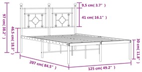 Estrutura de cama com cabeceira 120x200 cm metal preto