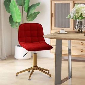 vidaXL Cadeira de jantar giratória veludo vermelho tinto