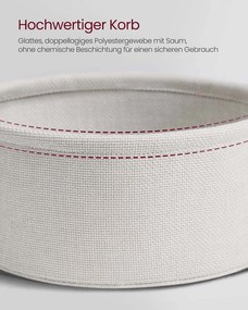 Mesa de centro redonda com cesto em tecido 75 x 45 cm cinzento + branco creme