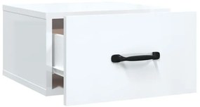 Mesas de cabeceira parede 2 pcs 35x35x20 cm branco brilhante