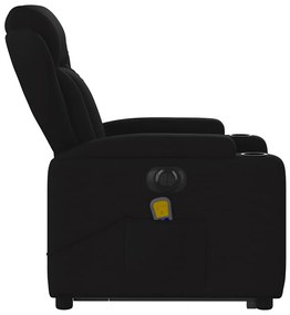 Poltrona elétrica elevatória massagens tecido preto