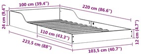 Estrutura da Cama Castanho-mel 100 x 220 cm