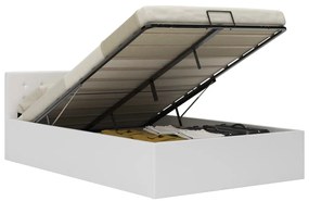 Cama hidráulica c/ arrumação 140x200cm couro artificial branco