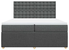 Cama com molas/colchão 200x200 cm tecido cinzento-escuro
