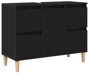 Gabinete de Pia vidaXL Preto Carvalho 80x33x60 cm Madeira de Engenhari