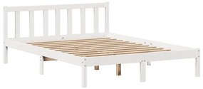 Cama com estante sem colchão 160x200 cm pinho maciço branco