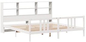 Cama com estante sem colchão 200x200 cm pinho maciço branco