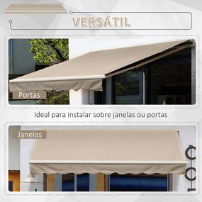 Toldo Manual 395x245 cm Toldo de Varanda Pátio com Manivela de Alumínio e Tecido de Poliéster 280 g/m² Bege