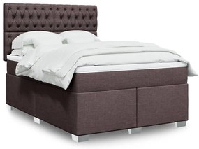Cama com molas/colchão 140x190 cm tecido castanho-escuro