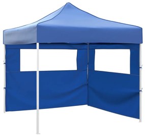 Tenda dobrável com 2 paredes 3x3 m azul