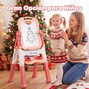 Cavalete de Desenho Infantil, 50 x 36 x 72,5 cm, Dupla Face Giratória, Rosa