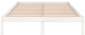 Estrutura de cama casal 135x190 cm madeira maciça branco