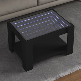 Mesa de centro c/ LEDs 73x53x45 cm derivados de madeira preto