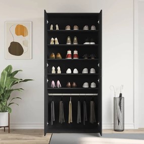 Armário de Sapatos Preto 80x39x180 cm Madeira Engenheirada