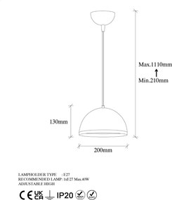 Chandelier Fenerci – Preto e Dourado – 20 x 20 x 21 cm