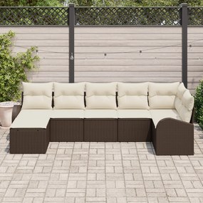 Conjunto de Sofás para Jardim vidaXL 7 Peças com Almofadas Castanho Ra