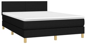 Cama com molas/colchão 140x190 cm tecido preto