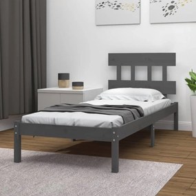 vidaXL Estrutura de cama solteiro 90x190 cm madeira maciça cinza