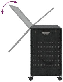 Cesto para roupa suja com rodas 66x35x60 cm vime preto