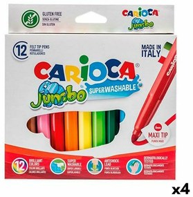 Conjunto de Canetas de Feltro Carioca Jumbo Multicolor 12 Peças (4 Unidades)