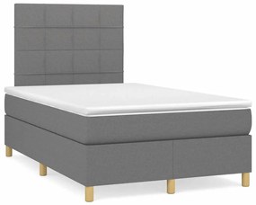 Cama box spring c/ colchão e LED 120x190 cm tecido cinza-escuro