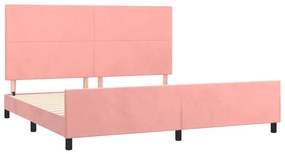 Estrutura de cama c/ cabeceira 200x200 cm veludo rosa