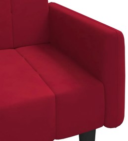 Sofá-cama de 2 lugares veludo vermelho tinto