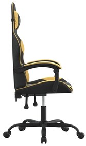 Cadeira gaming couro artificial preto e dourado