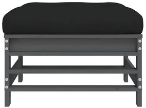 Apoios de pés p/ jardim c/ almofadões 2 pcs pinho maciço cinza