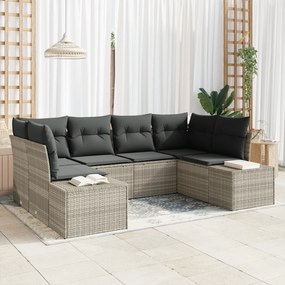 Conjunto de Sofás de Jardim de 6 Peças com Almofadas Cinza Claro Ratta