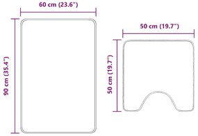 Conjunto de Tapetes de Banho 2 Peças Cinzento Polipropileno Antiderrap