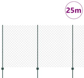 Cerca de Cadeia com 22 Postes U Verde 1,4x25 m Aço