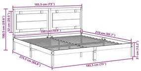 Cama extra longa sem colchão 180x210 cm madeira maciça
