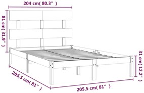 Estrutura de cama 200x200 cm madeira maciça branco