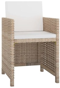 13 pcs conjunto jantar exterior com almofadões vime PE bege