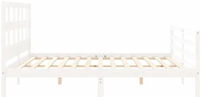 Estrutura de cama com cabeceira 200x200cm madeira maciça branco